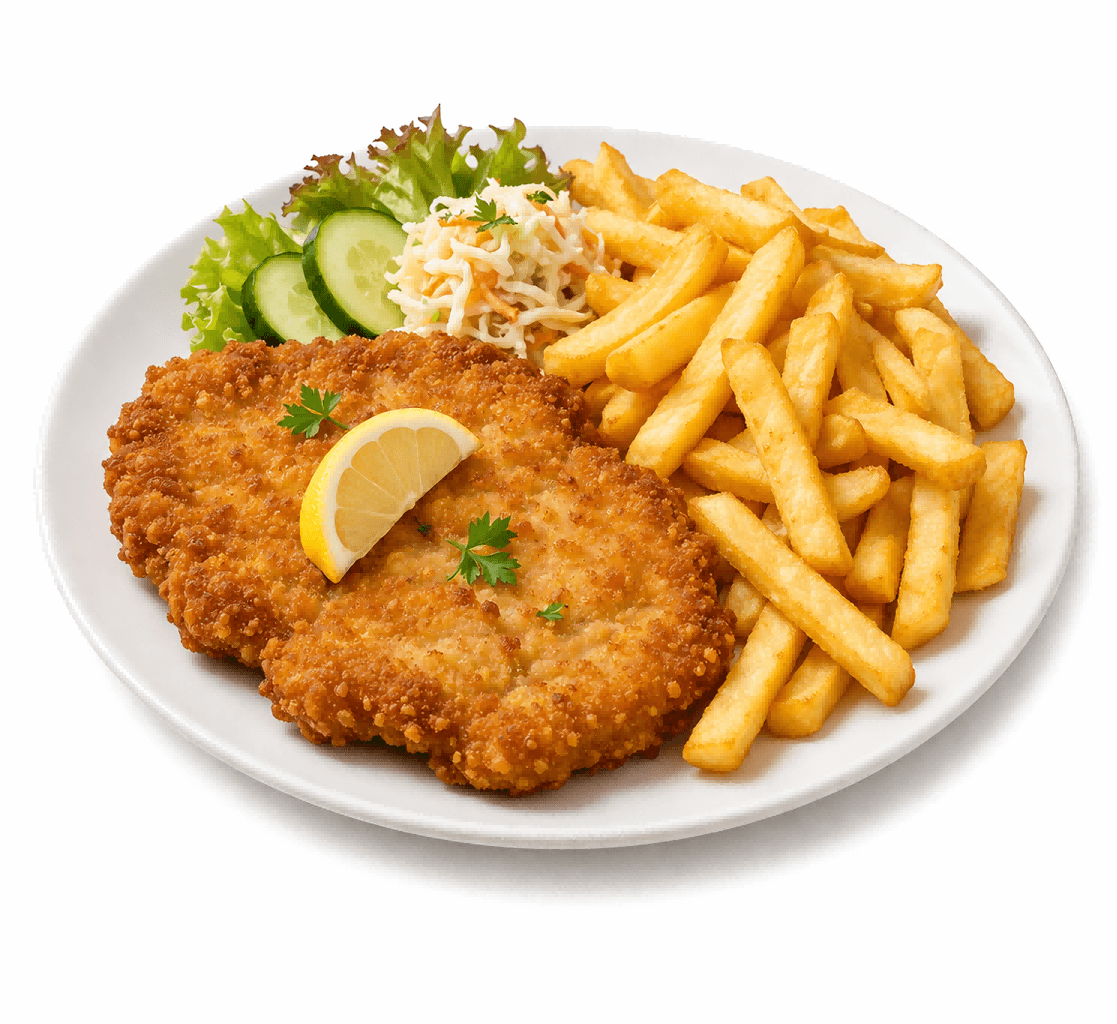 Schnitzel Hawaï maaltijd